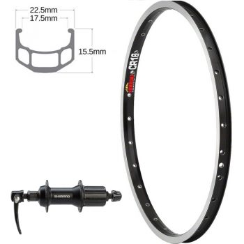 Sunrims - Roue ARRIÈRE CR-18, Moyeu ALIVIO CASS.QR (8-9-10VIT.)