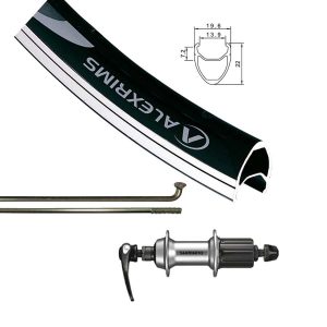 Alexrims	 - 700C DA22 NOIR/ STAINLESS SPOKES ARRIÈRE