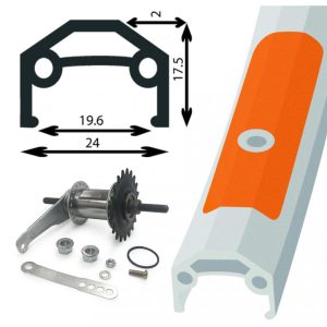 Damco - Roue arrière 26 x1-3/8 double paroi argent rétropédalage