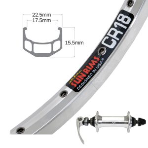 Sun Rims - CR18 26''  AVANT QR ARGENT
