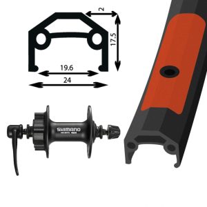 Damco - Roue AVANT 26", Jante ALLIAGE noire, Moyeu à DISQUE NOIR DEORE 475 6 BOULONS
