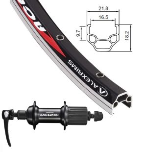 Alexrims - Roue arrière 700c Ace-18 noir moyeu Deore 8-9vitesses